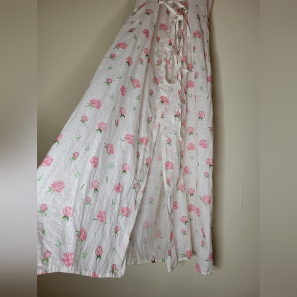 Sleeper Marquise 100% linen dress in roses, sz xs - Picture 8 of 13